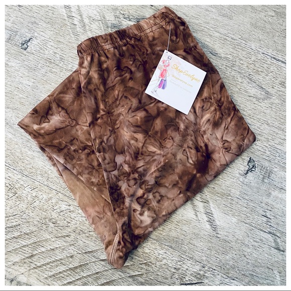 Pants - Brown tie dye brushed full length leggings